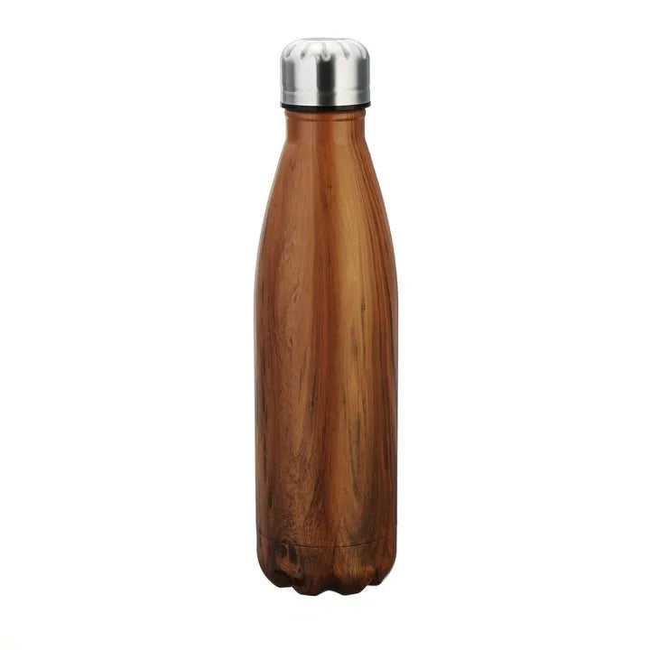 500ml Double Insulated Stainless Steel Reusable Wooden Finish Water Bottle Hot and Cold Thermos Flask Water Bottle